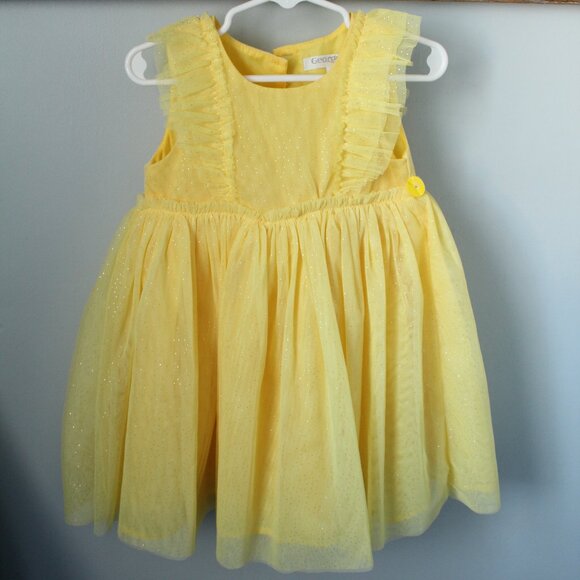 🍁5/$25🎃 George Size 18-24M Yellow Tulle Dress Sparkles - Picture 1 of 3